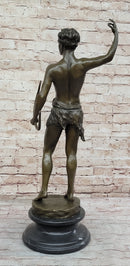 Bowman by Rudolph Kuchler - Male Archer Bronze on Marble