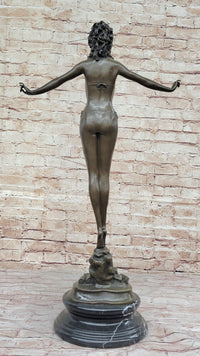 Chiparus Woman Diver on Rock Bronze Sculpture
