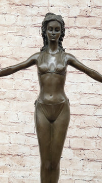 Chiparus Woman Diver on Rock Bronze Sculpture