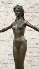 Chiparus Woman Diver on Rock Bronze Sculpture
