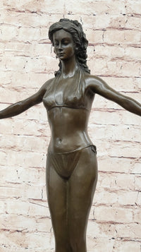 Chiparus Woman Diver on Rock Bronze Sculpture