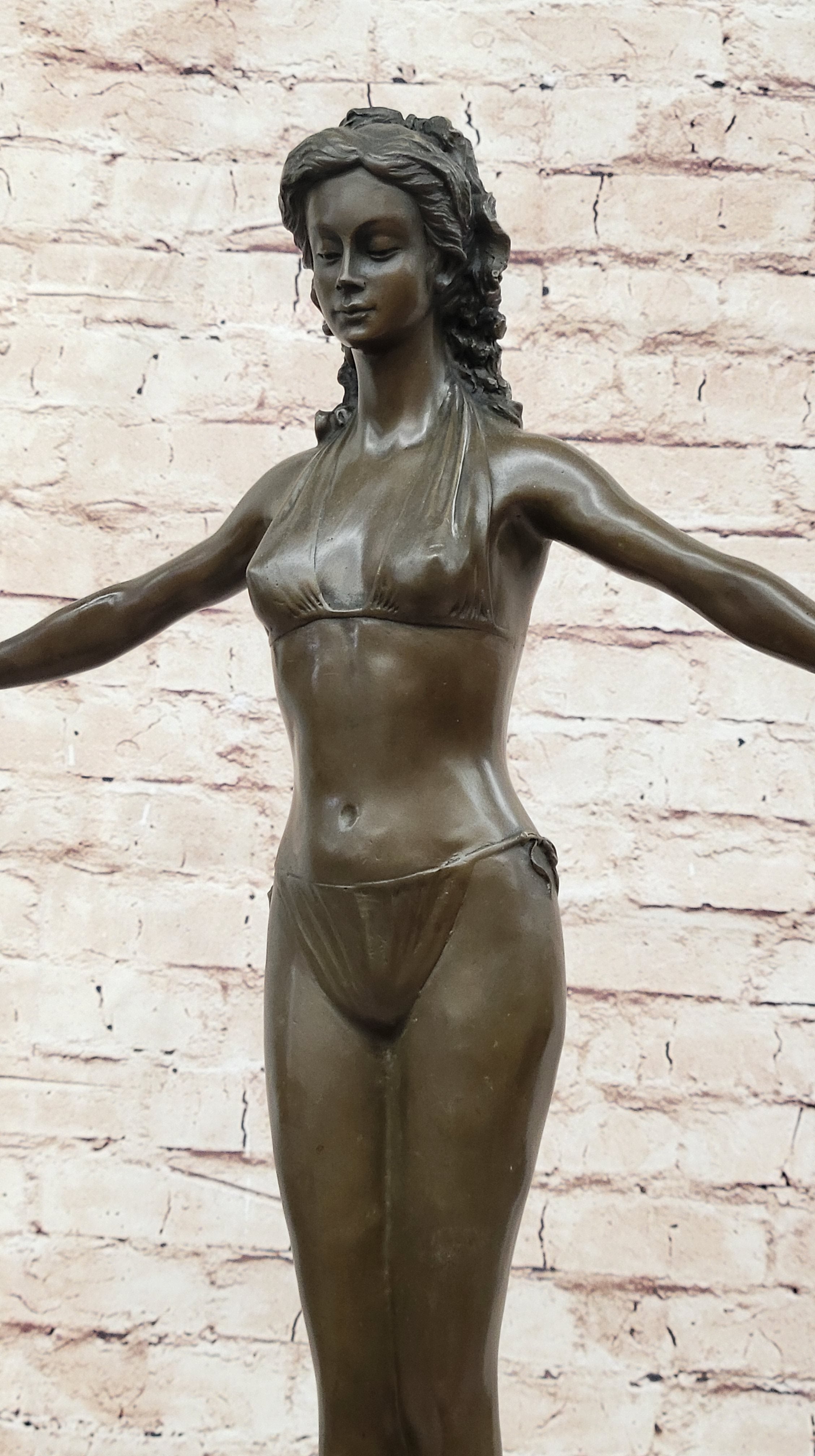 Chiparus Woman Diver on Rock Bronze Sculpture
