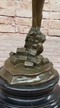 Chiparus Woman Diver on Rock Bronze Sculpture