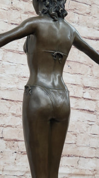 Chiparus Woman Diver on Rock Bronze Sculpture