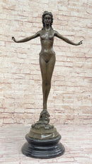 Chiparus Woman Diver on Rock Bronze Sculpture