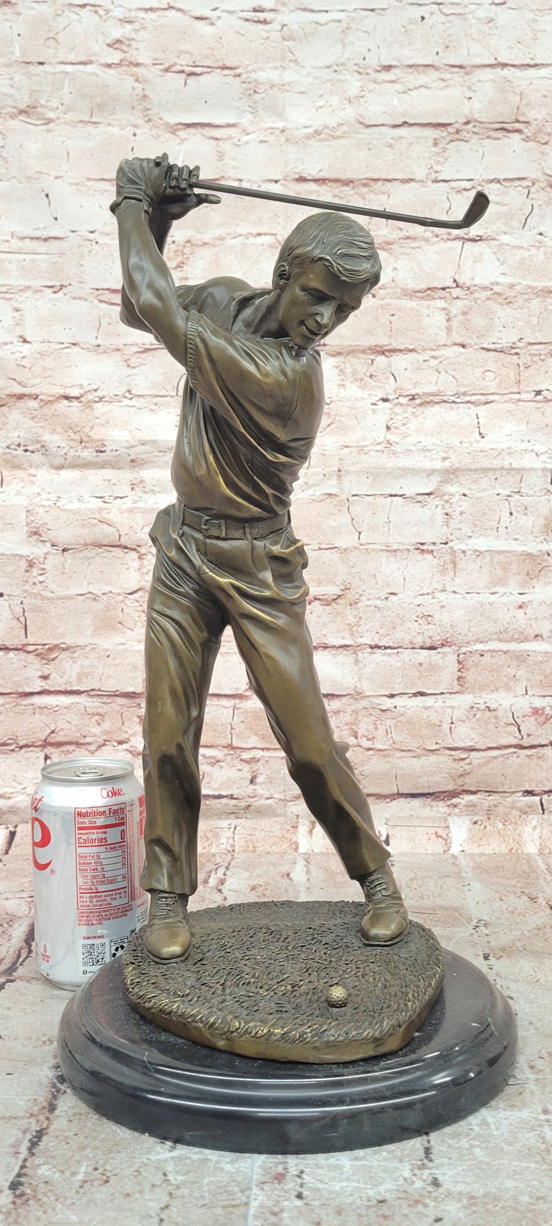 Hand Made Original Milo Golfer in Action Golf Sport Memorabilia Bronze Sculpture