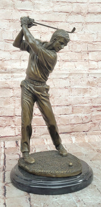 Hand Made Original Milo Golfer in Action Golf Sport Memorabilia Bronze Sculpture