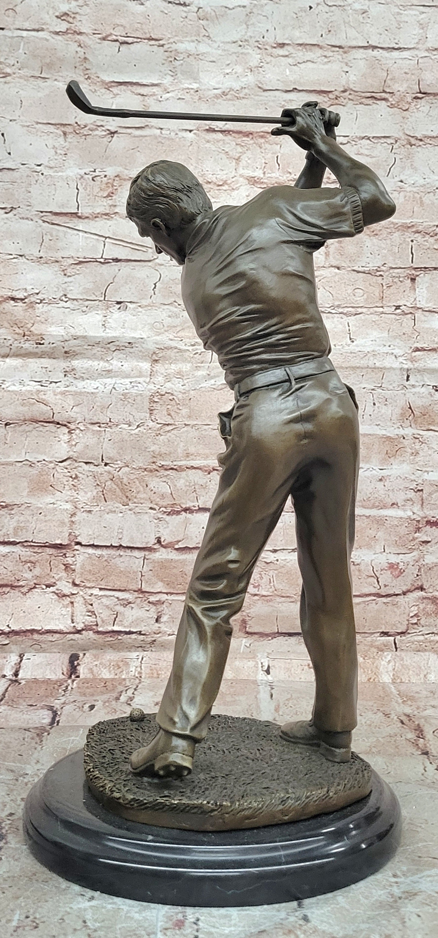 Hand Made Original Milo Golfer in Action Golf Sport Memorabilia Bronze Sculpture