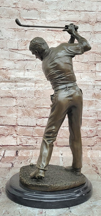 Hand Made Original Milo Golfer in Action Golf Sport Memorabilia Bronze Sculpture