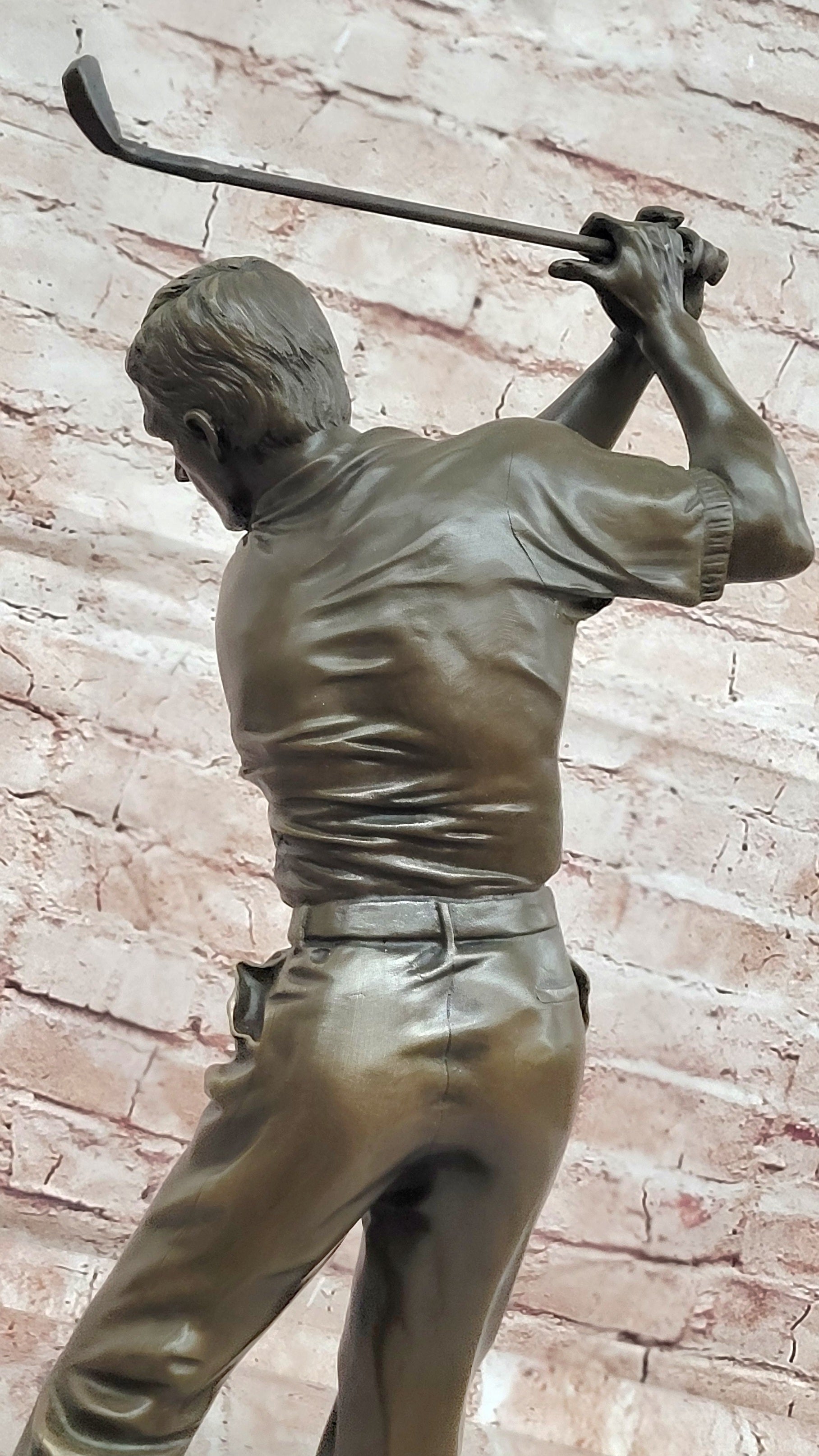 Hand Made Original Milo Golfer in Action Golf Sport Memorabilia Bronze Sculpture