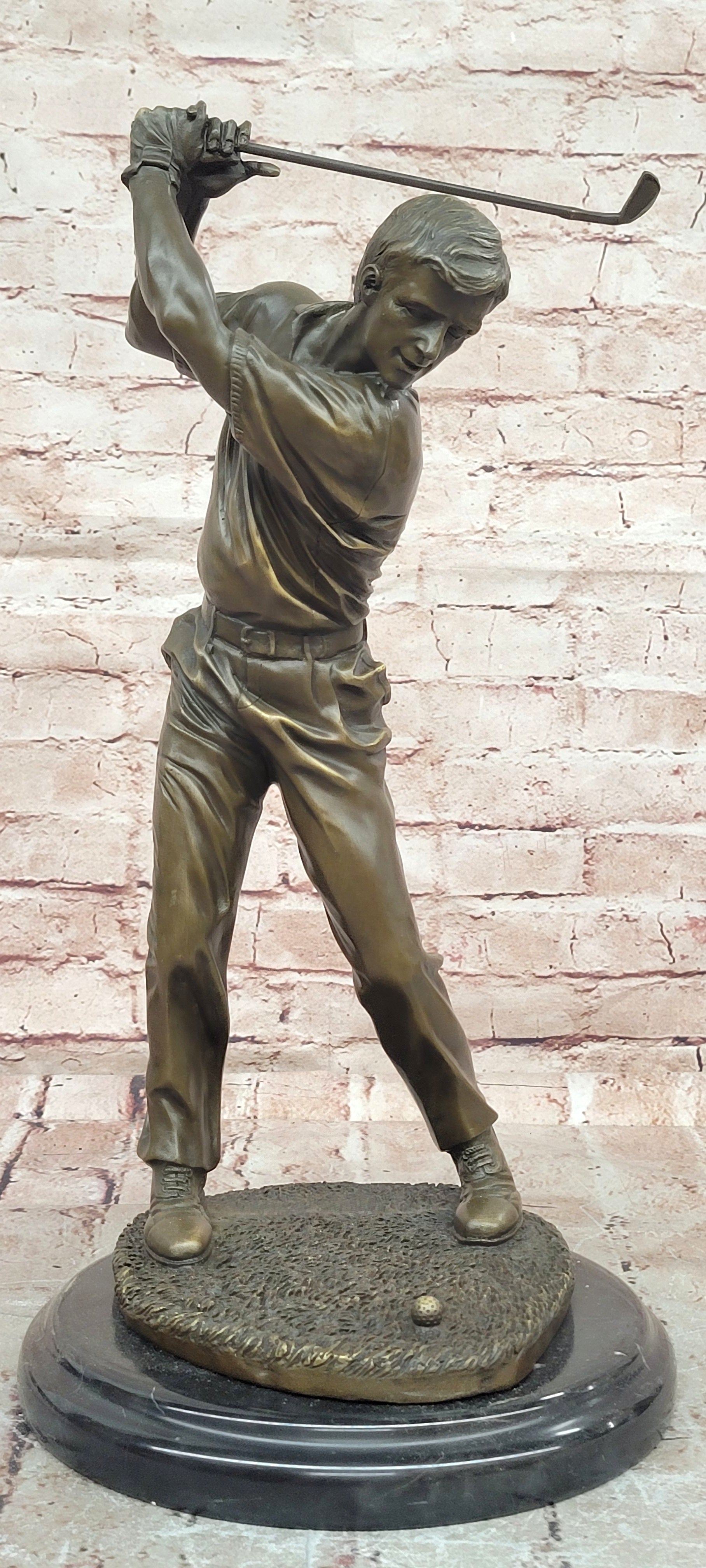 Hand Made Original Milo Golfer in Action Golf Sport Memorabilia Bronze Sculpture