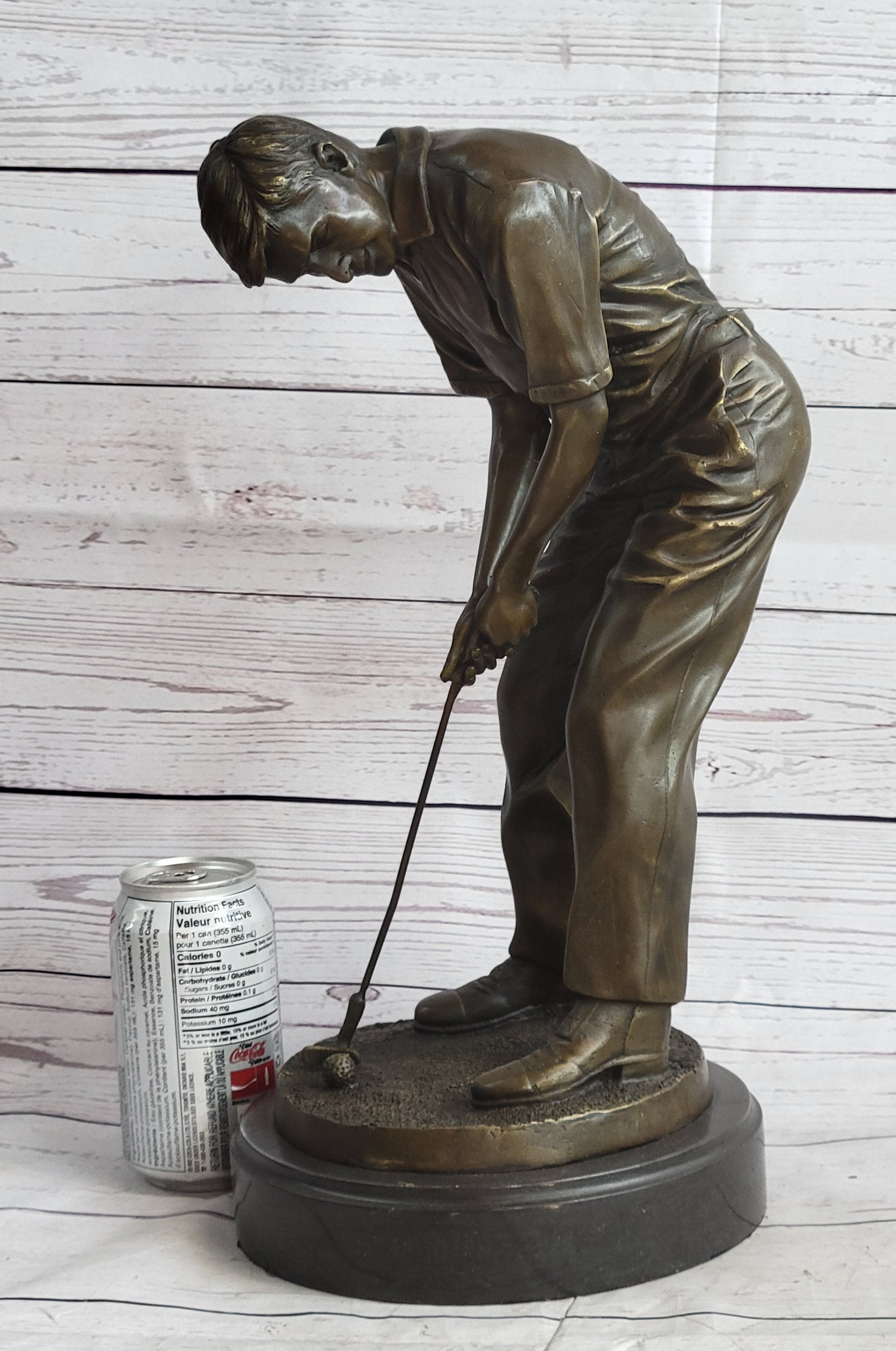 Male Golfer Dad Bronze Metal Sculpture Trophy 17" x 9"