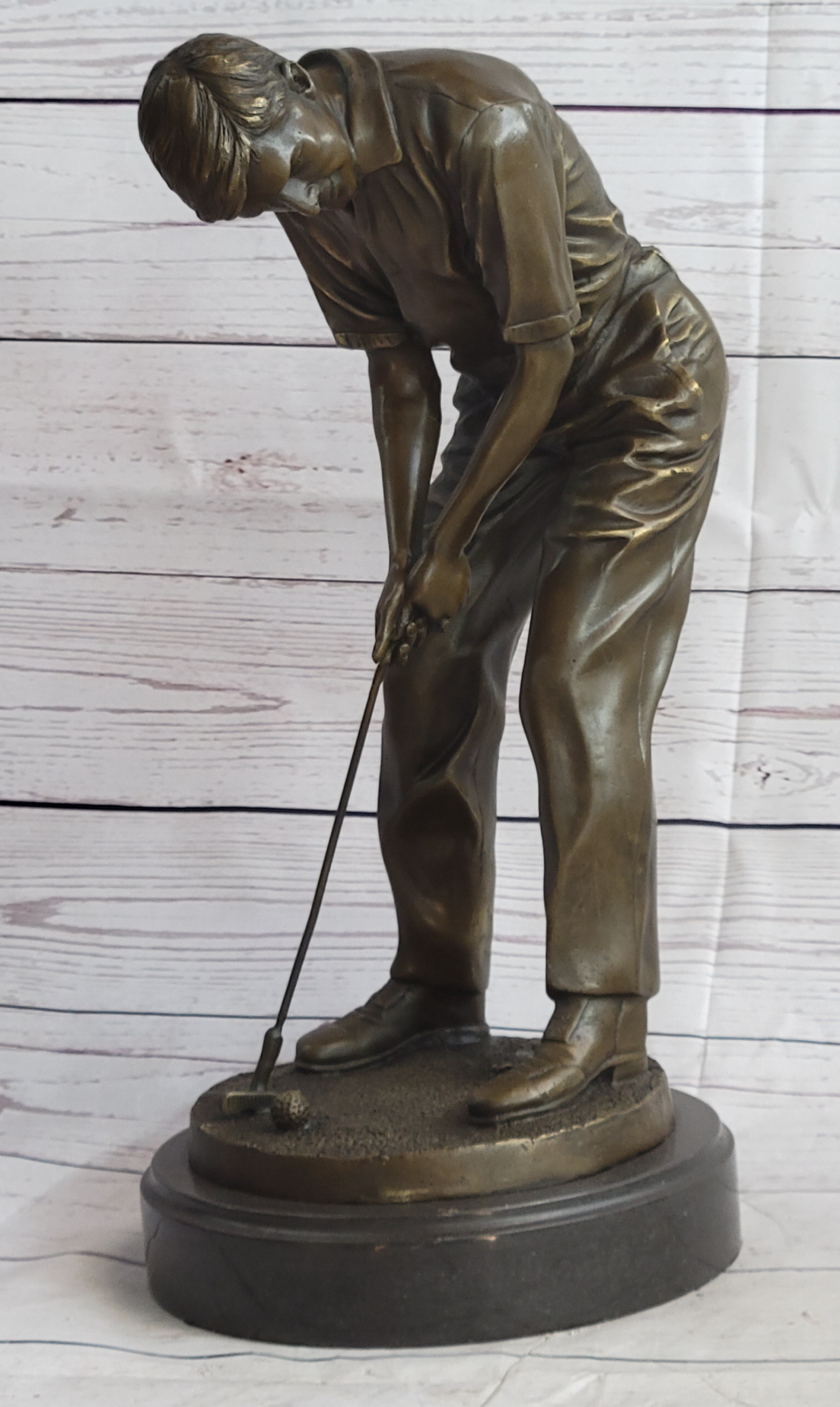 Male Golfer Dad Bronze Metal Sculpture Trophy 17" x 9"