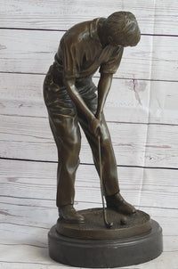 Male Golfer Dad Bronze Metal Sculpture Trophy 17" x 9"