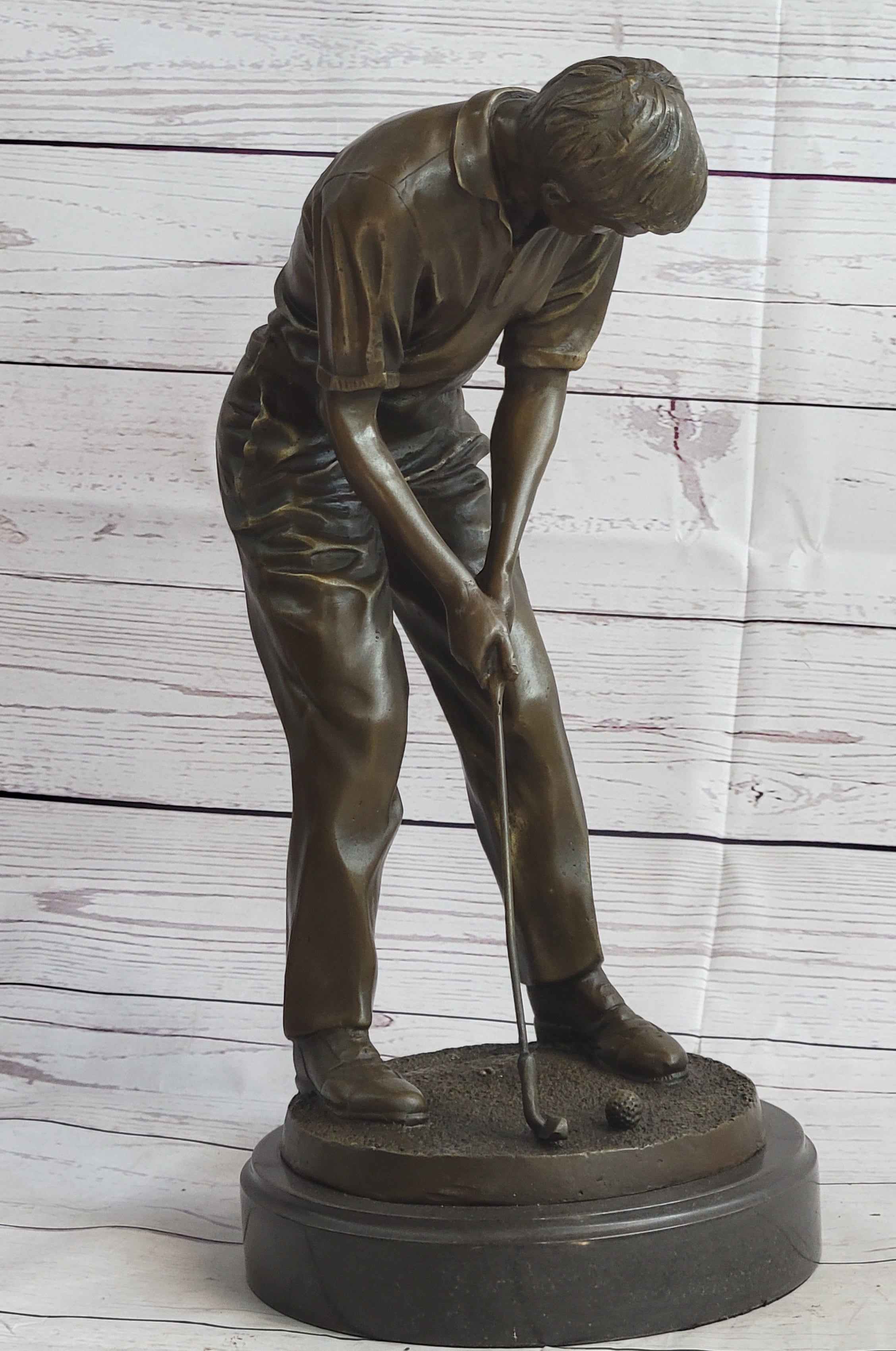 Male Golfer Dad Bronze Metal Sculpture Trophy 17" x 9"