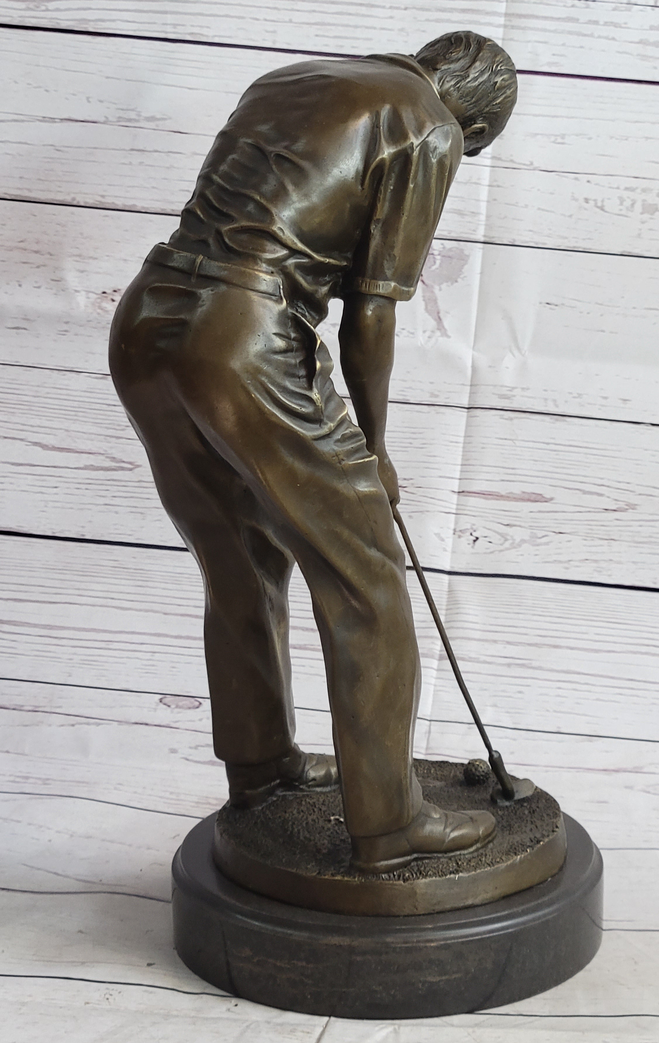 Male Golfer Dad Bronze Metal Sculpture Trophy 17" x 9"