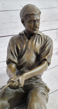 Male Golfer Dad Bronze Metal Sculpture Trophy 17" x 9"