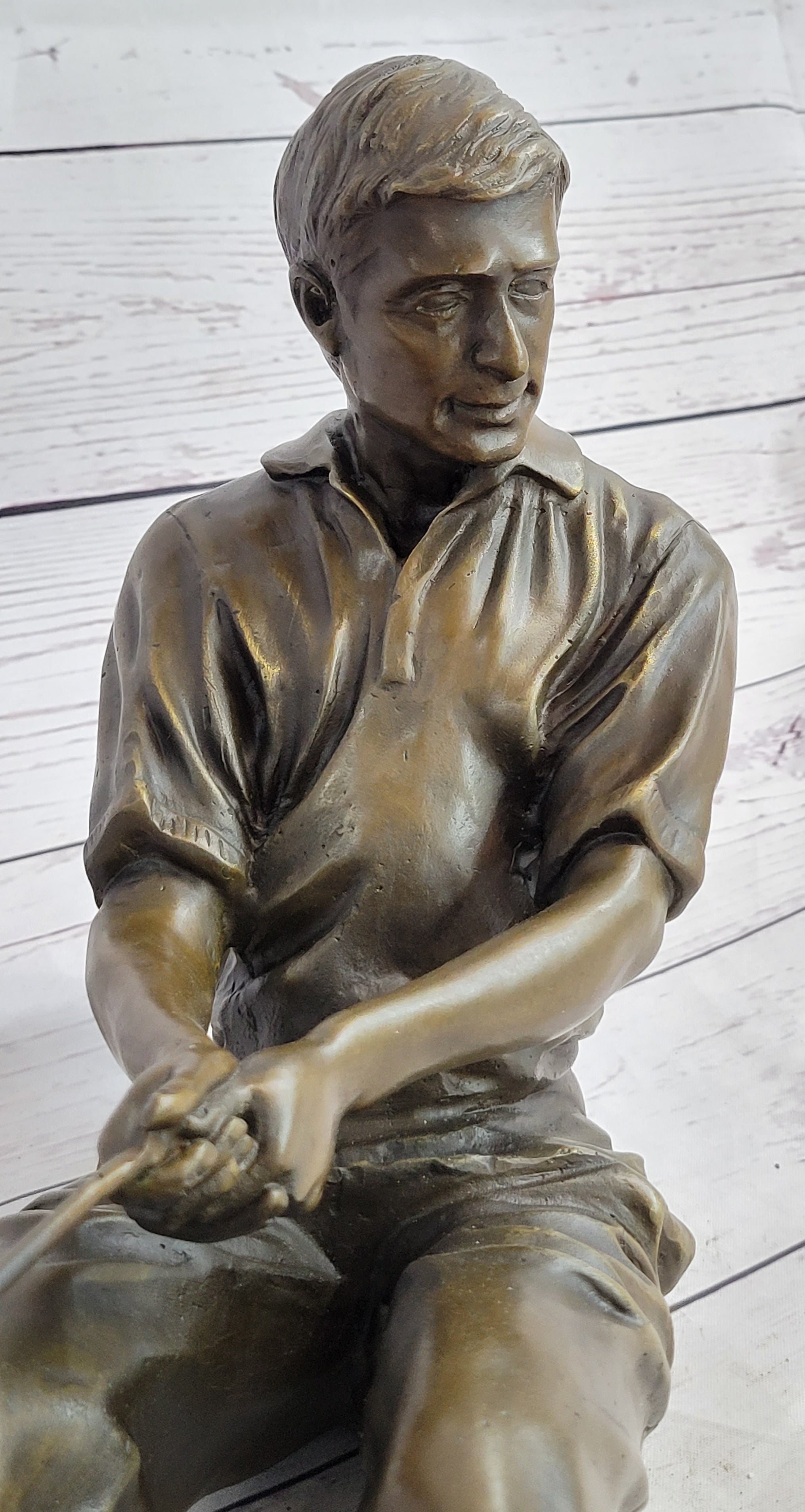 Male Golfer Dad Bronze Metal Sculpture Trophy 17" x 9"
