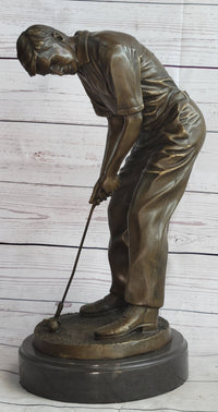 Male Golfer Dad Bronze Metal Sculpture Trophy 17" x 9"