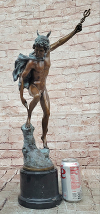 Greek Roman God Hermes Mercury Fastening his Sandal Real Bronze Sculpture