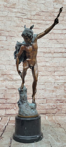 Greek Roman God Hermes Mercury Fastening his Sandal Real Bronze Sculpture