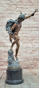 Greek Roman God Hermes Mercury Fastening his Sandal Real Bronze Sculpture