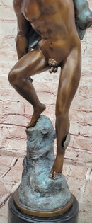 Greek Roman God Hermes Mercury Fastening his Sandal Real Bronze Sculpture