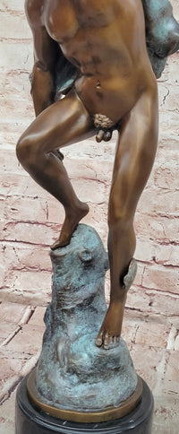 Greek Roman God Hermes Mercury Fastening his Sandal Real Bronze Sculpture