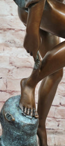 Greek Roman God Hermes Mercury Fastening his Sandal Real Bronze Sculpture