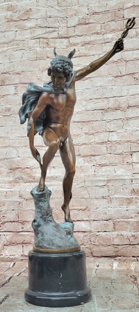 Greek Roman God Hermes Mercury Fastening his Sandal Real Bronze Sculpture