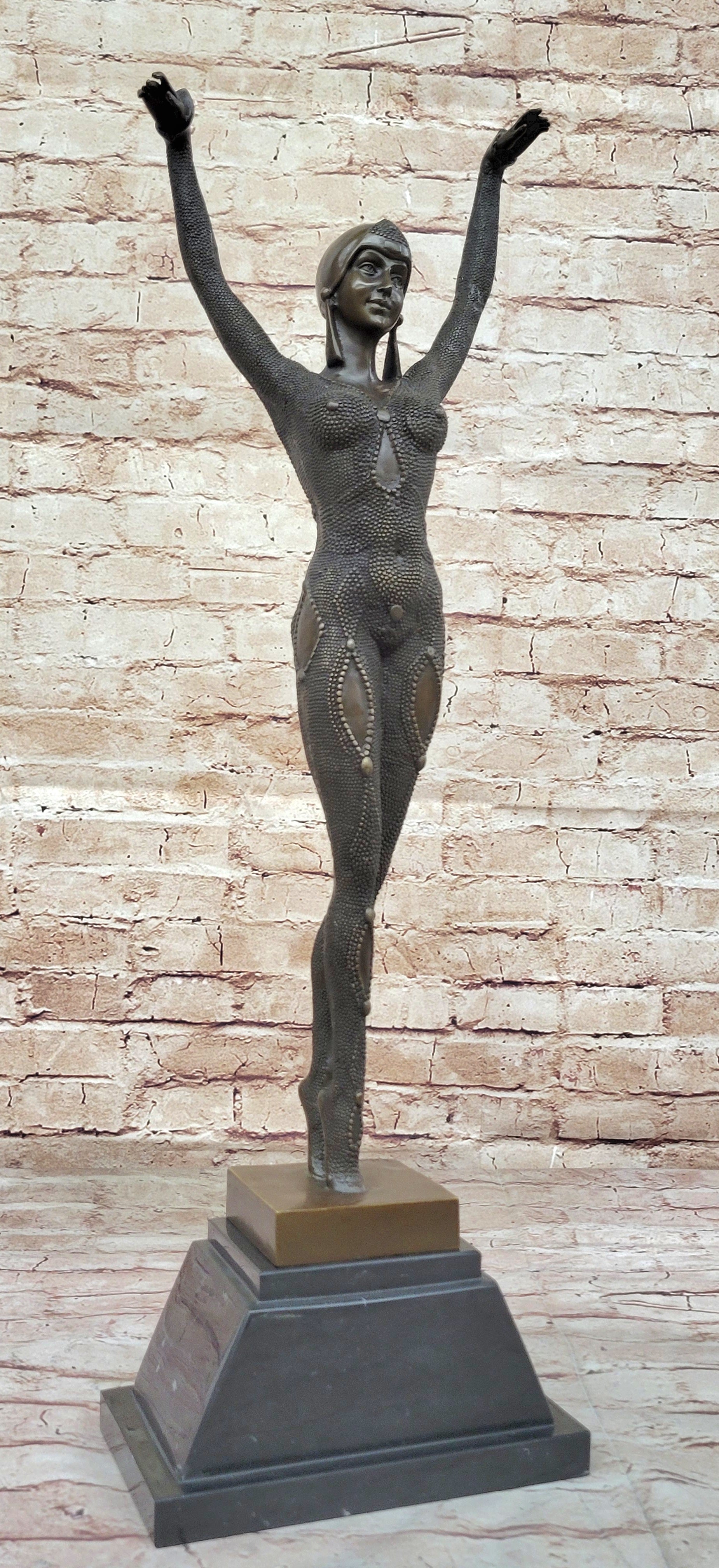 Dourga by Dimitri Chiparus - Art Deco Bronze Dancer on Marble