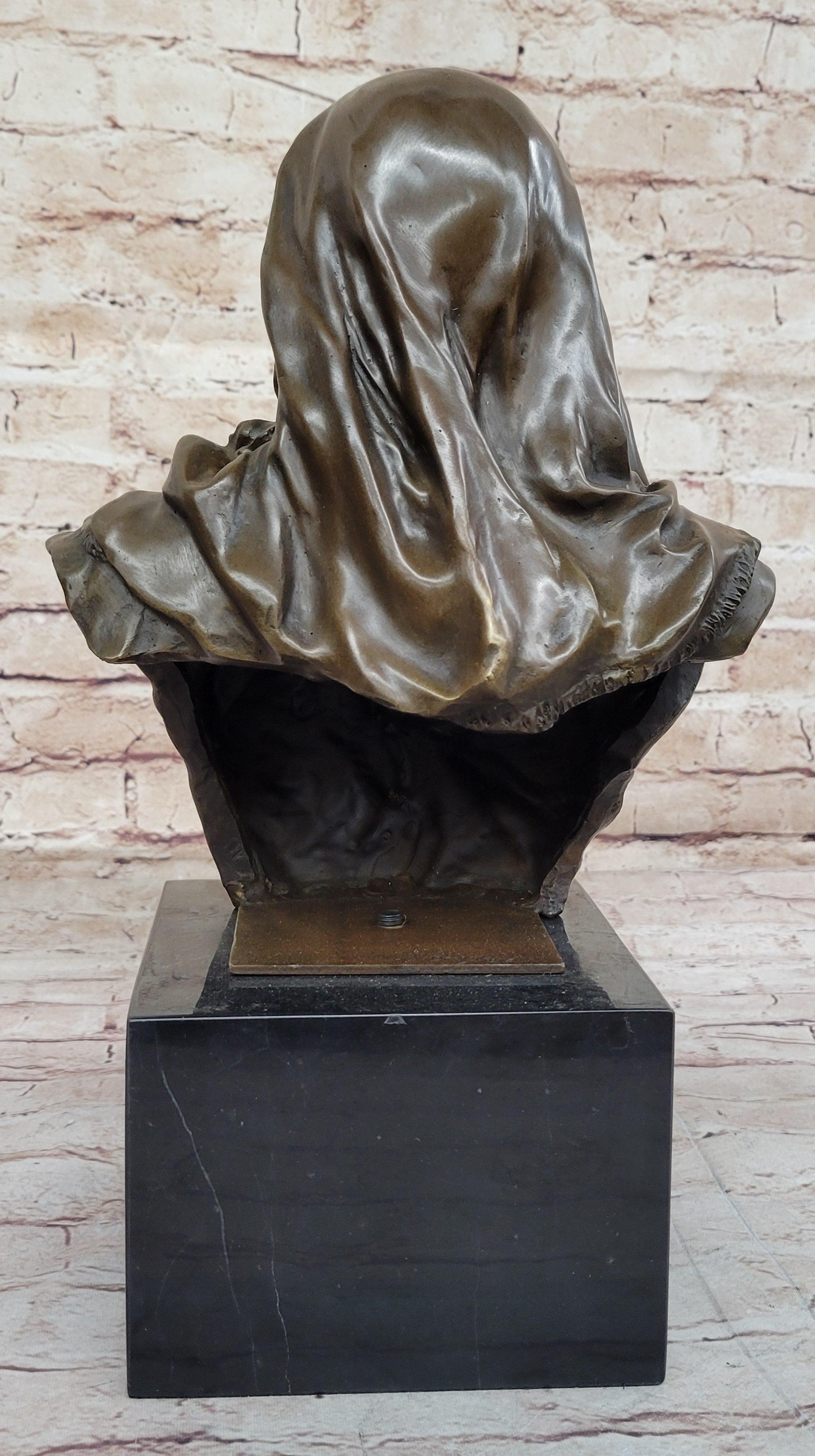 Semi Nude Classical Female Bust Sculpture on Marble Base by Coyvaux