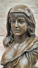 Semi Nude Classical Female Bust Sculpture on Marble Base by Coyvaux