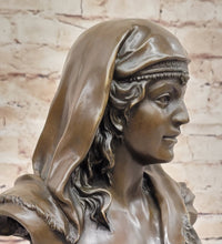 Semi Nude Classical Female Bust Sculpture on Marble Base by Coyvaux