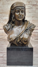 Semi Nude Classical Female Bust Sculpture on Marble Base by Coyvaux