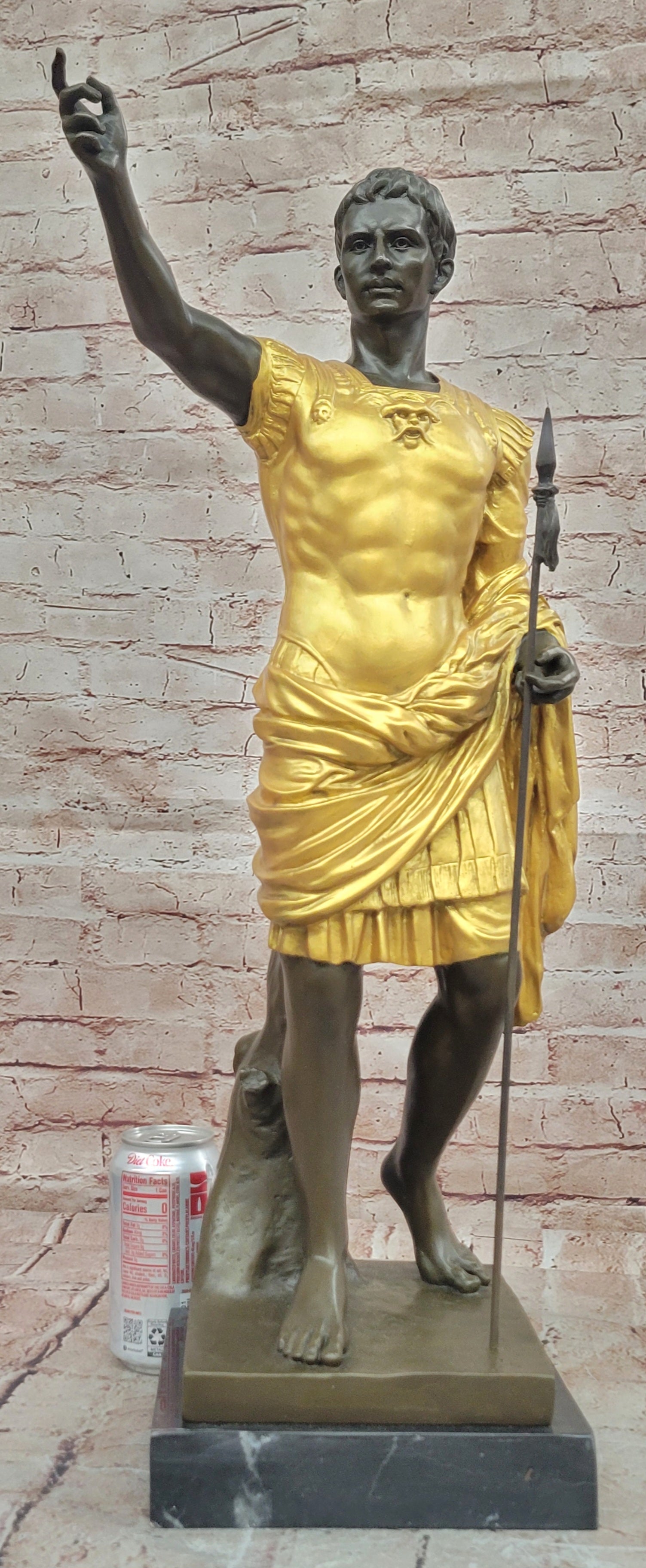 Roman Emperor Caesar Augustus Golden patina in Lost Wax Bronze by Cesaro