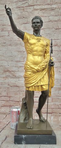Roman Emperor Caesar Augustus Golden patina in Lost Wax Bronze by Cesaro