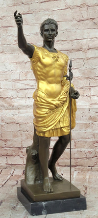 Roman Emperor Caesar Augustus Golden patina in Lost Wax Bronze by Cesaro