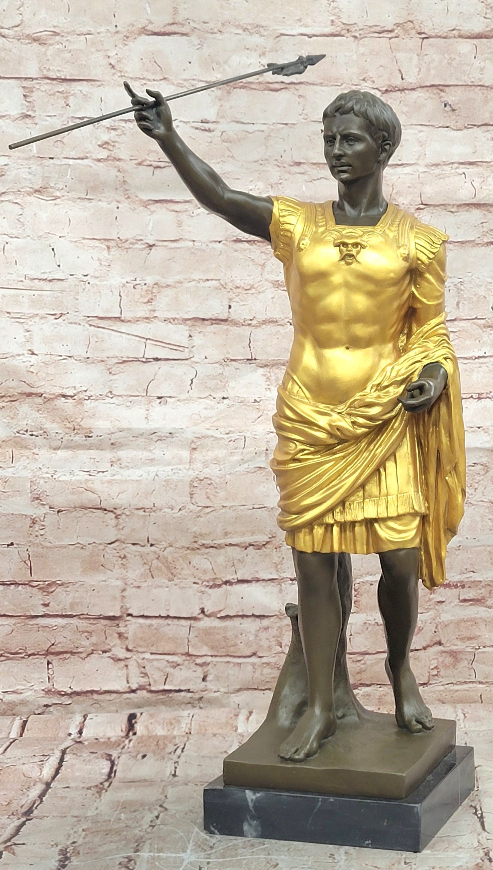 Roman Emperor Caesar Augustus Golden patina in Lost Wax Bronze by Cesaro