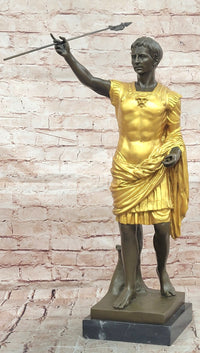 Roman Emperor Caesar Augustus Golden patina in Lost Wax Bronze by Cesaro