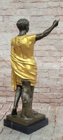 Roman Emperor Caesar Augustus Golden patina in Lost Wax Bronze by Cesaro