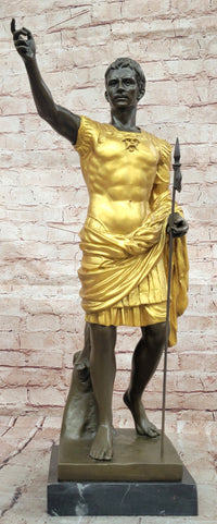 Roman Emperor Caesar Augustus Golden patina in Lost Wax Bronze by Cesaro