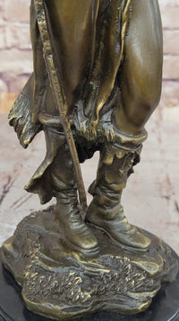 Native American Warrior in Feathered Headdress Bronze Sculpture
