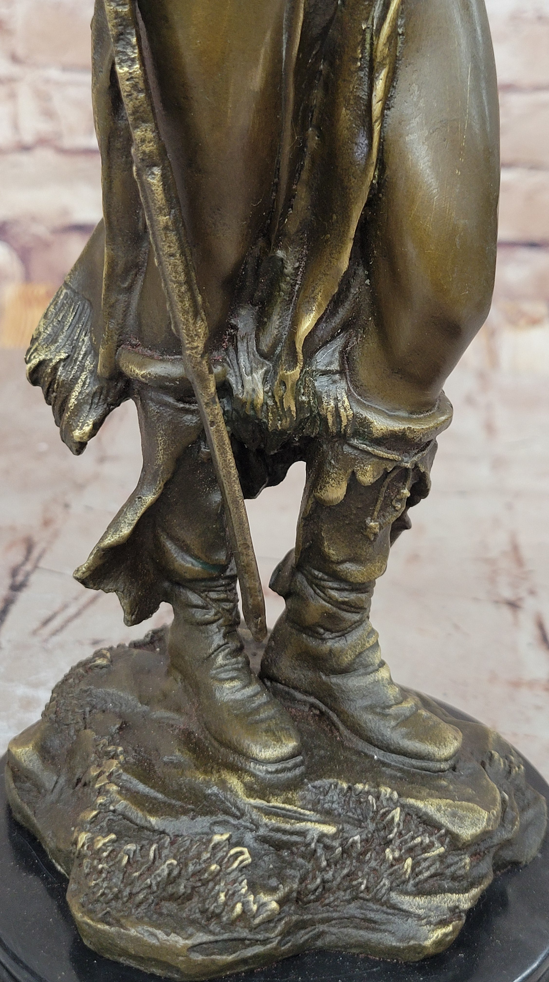 Native American Warrior in Feathered Headdress Bronze Sculpture