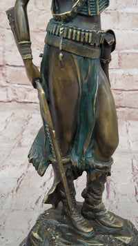 Native American Indian Female Warrior Bronze Figure w/ War Bonnet