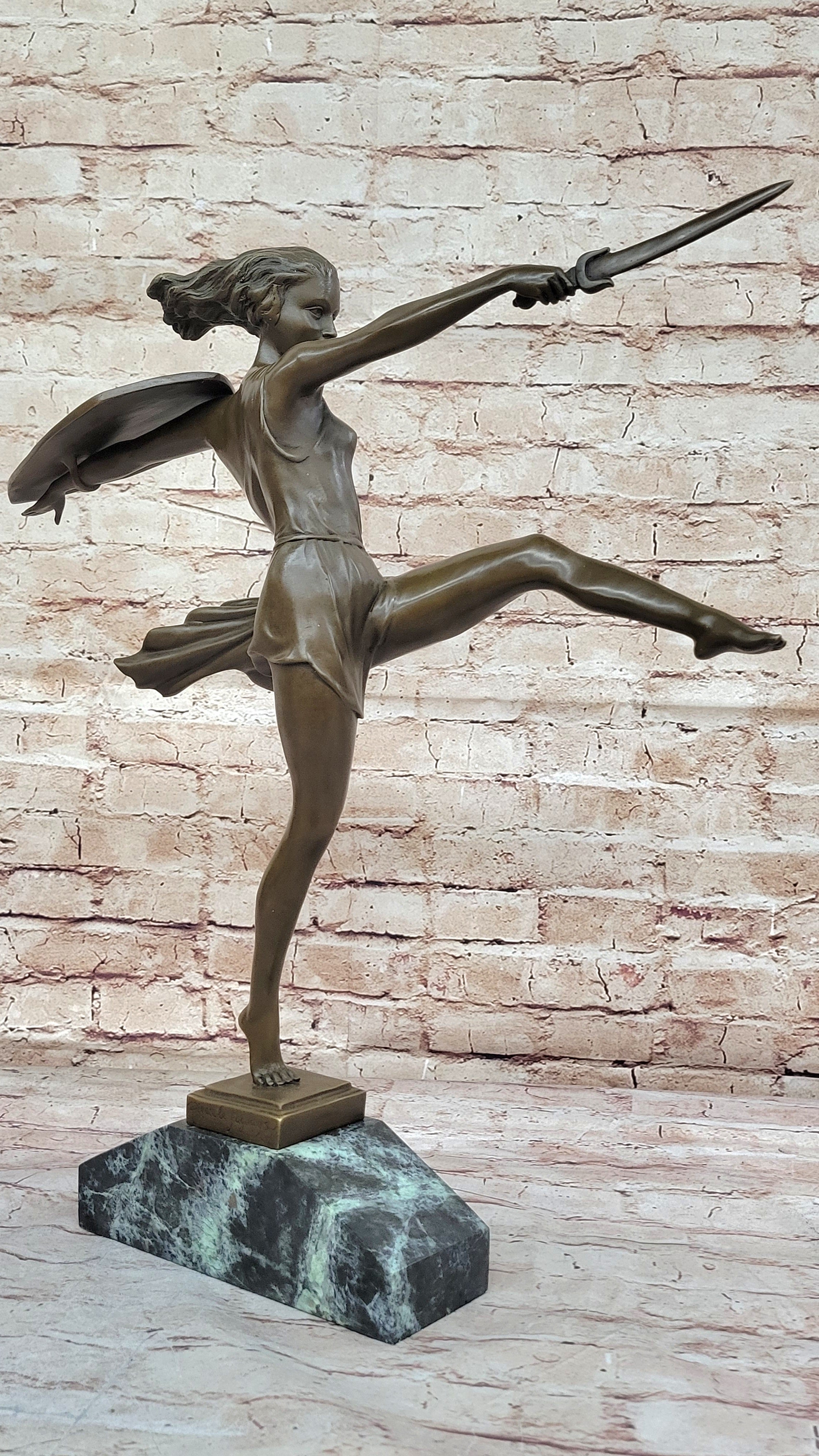 Signed Pierre Le Faguays Amazon Female Warrior Bronze Sculpture