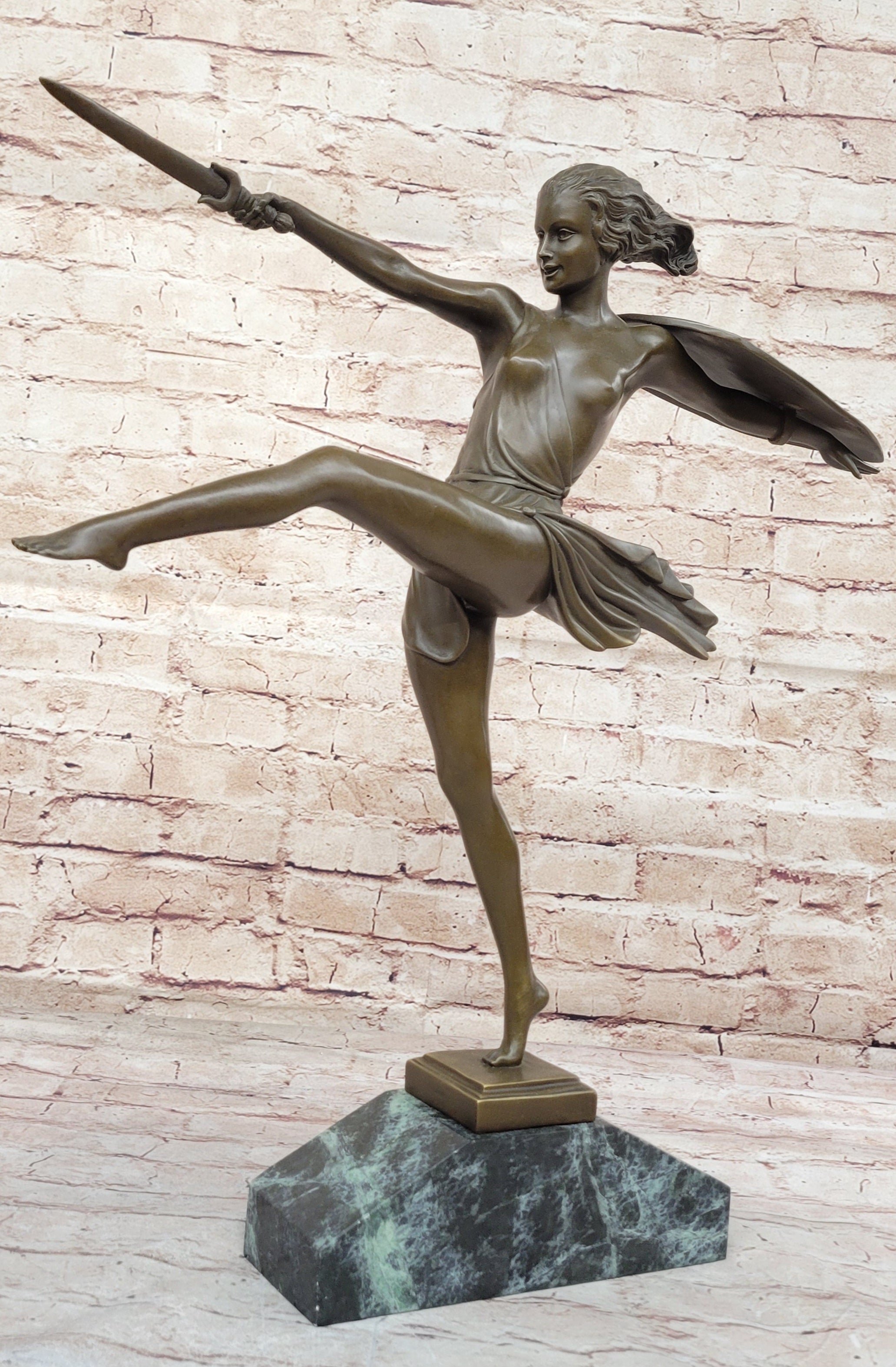 Signed Pierre Le Faguays Amazon Female Warrior Bronze Sculpture