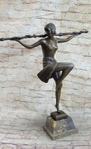 Semi Nude Topless Dancer Girl Art Deco Bronze Sculpture Statue Figure La Faguays