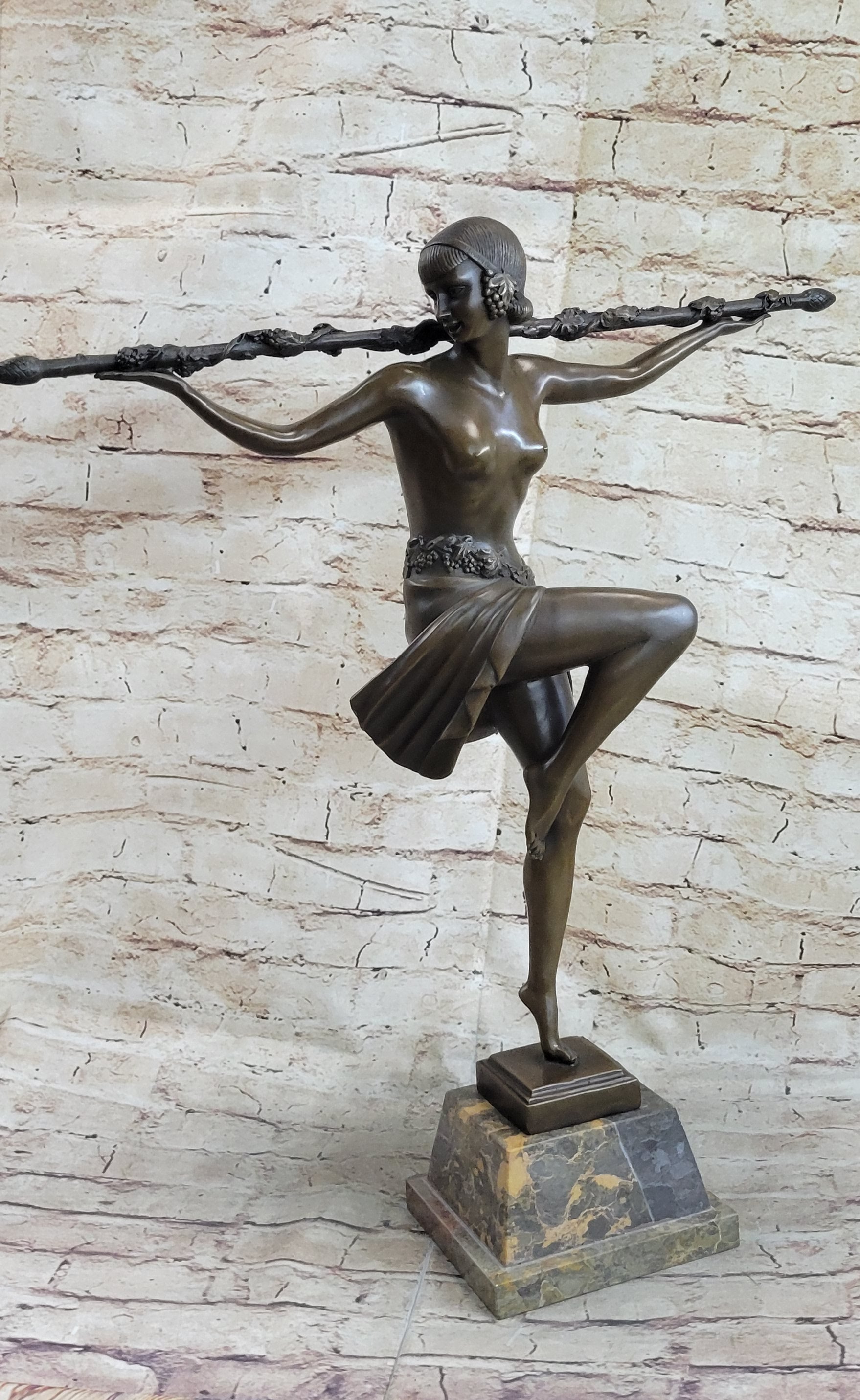 Semi Nude Topless Dancer Girl Art Deco Bronze Sculpture Statue Figure La Faguays