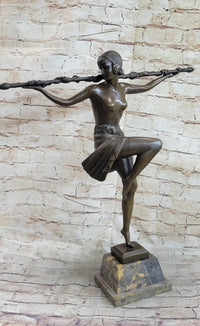 Semi Nude Topless Dancer Girl Art Deco Bronze Sculpture Statue Figure La Faguays
